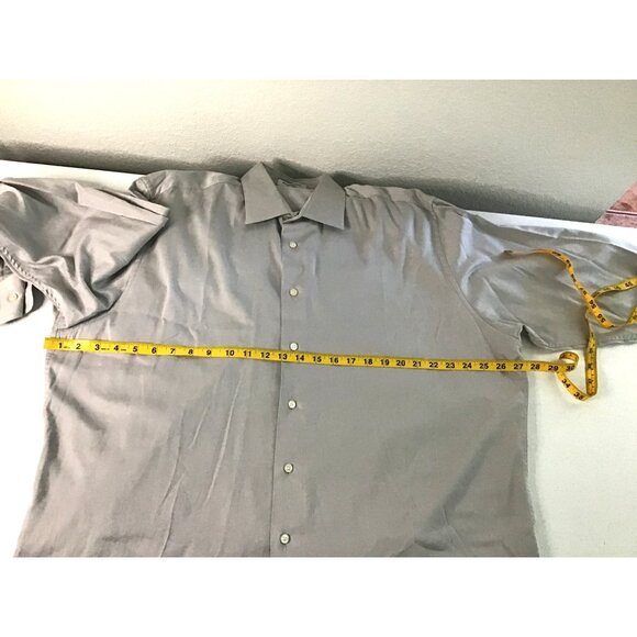 CALVIN KLEIN- MENS GREY BUTTON-DOWN LONG SLEEVE97% COTTON SHIRT SIZE NECK 17 - Picture 6 of 7